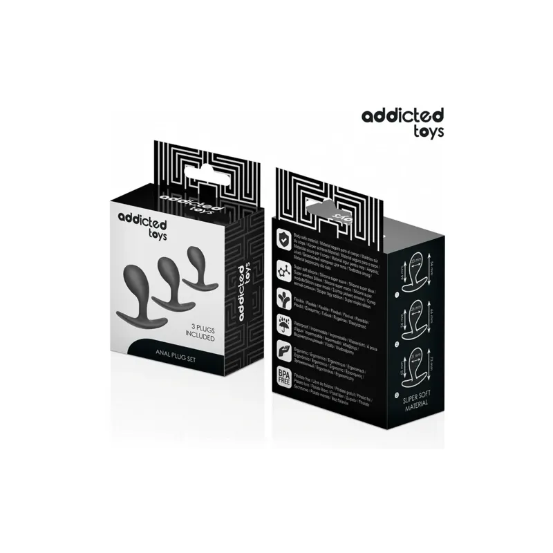 Set di 3 plug anali Addicted Toys in silicone medicale viola - taglie progressive per esplorazione anale