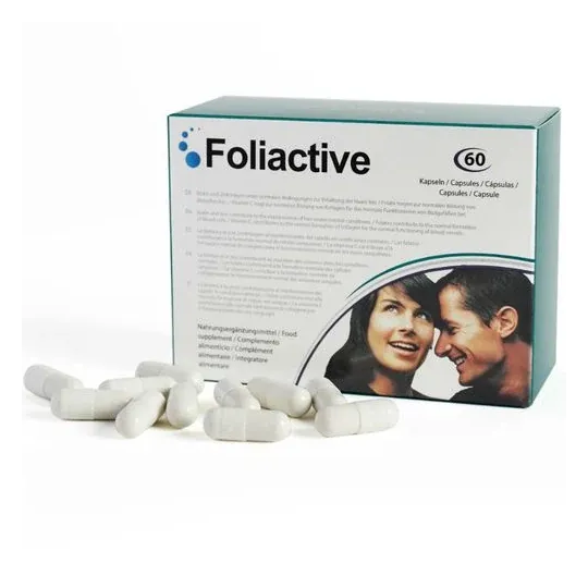 Boîte de 60 comprimés 500 COSMETICS Foliactive anti-chute cheveux pour hommes et femmes