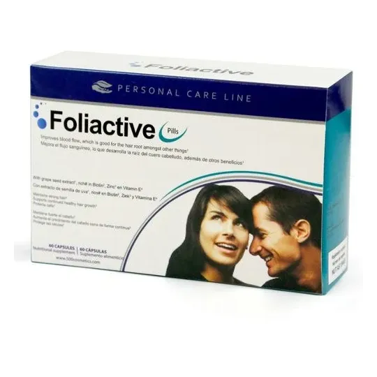 Boîte de 60 comprimés 500 COSMETICS Foliactive anti-chute cheveux pour hommes et femmes