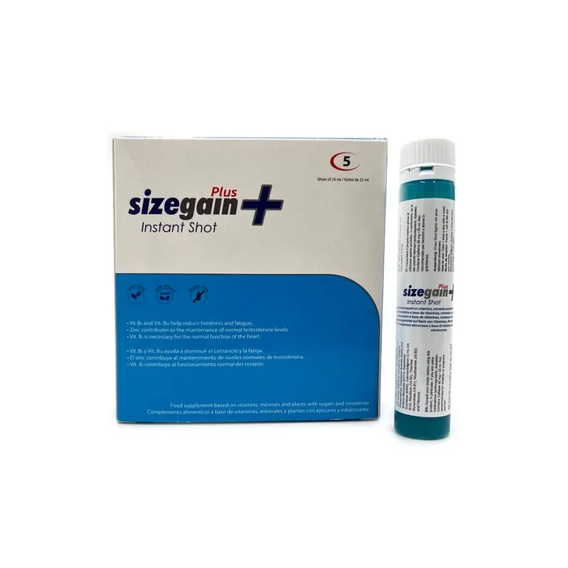 [ { "fr": "500 COSMETICS SizeGain Plus Instant Shot - flacon liquide 5 unités pour vitalité masculine et libido", "de": "500 COS