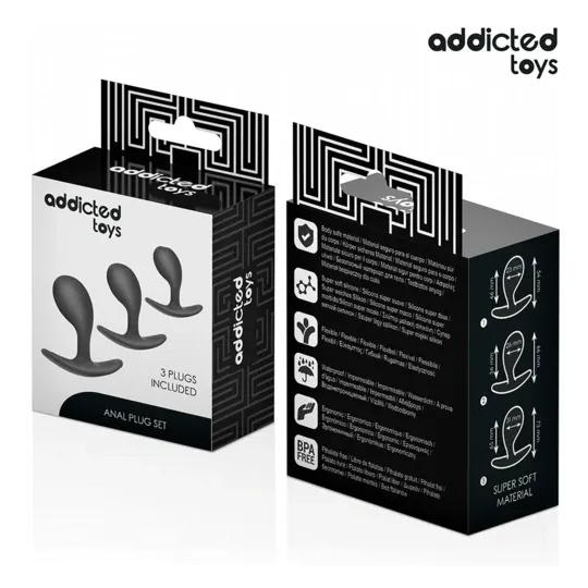 Lot de 3 plugs anaux Addicted Toys en silicone médical violet - tailles progressives pour exploration anale