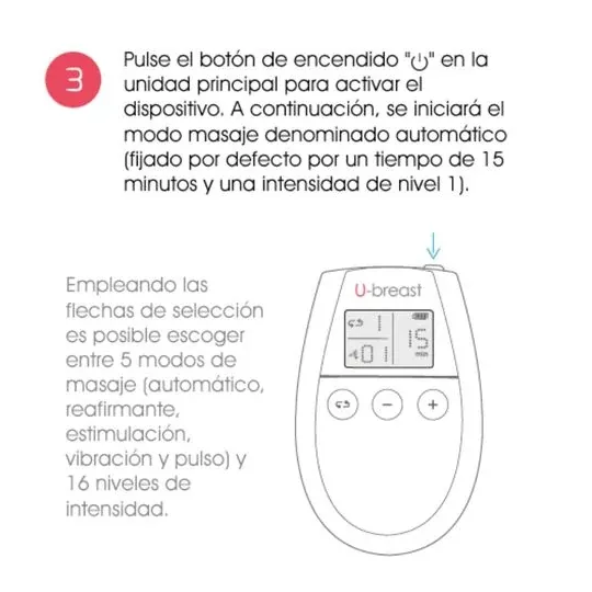 Dispositivo di elettrostimolazione mammaria 500COSMETICS U-Sein con due unità vibranti e gel conduttivo