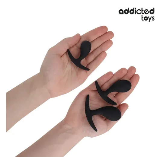 Set di 3 plug anali Addicted Toys in silicone medicale viola - taglie progressive per esplorazione anale