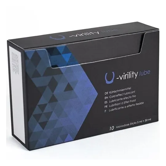 Lubrifiant intime froid 500 COSMETICS U-Virility Lube en boîte de 10 sachets unidoses 5ml, base d'eau, effet rafraîchissant