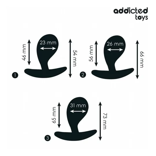 Set of 3 Addicted Toys anal plugs in medical silicone purple - progressive sizes for anal exploration
