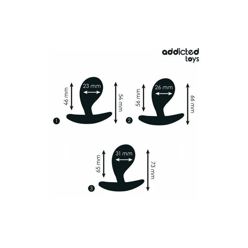 Set di 3 plug anali Addicted Toys in silicone medicale viola - taglie progressive per esplorazione anale