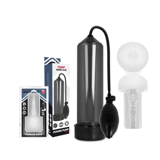 Schwarze Penispumpe Pump Addicted RX3 mit Lustmanschette M, einführbare Länge 23 cm, Innendurchmesser 5,5 cm