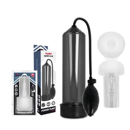 Pompe pénienne Pump Addicted RX3 noire avec manchon plaisir M, longueur 23 cm et diamètre 5,5 cm