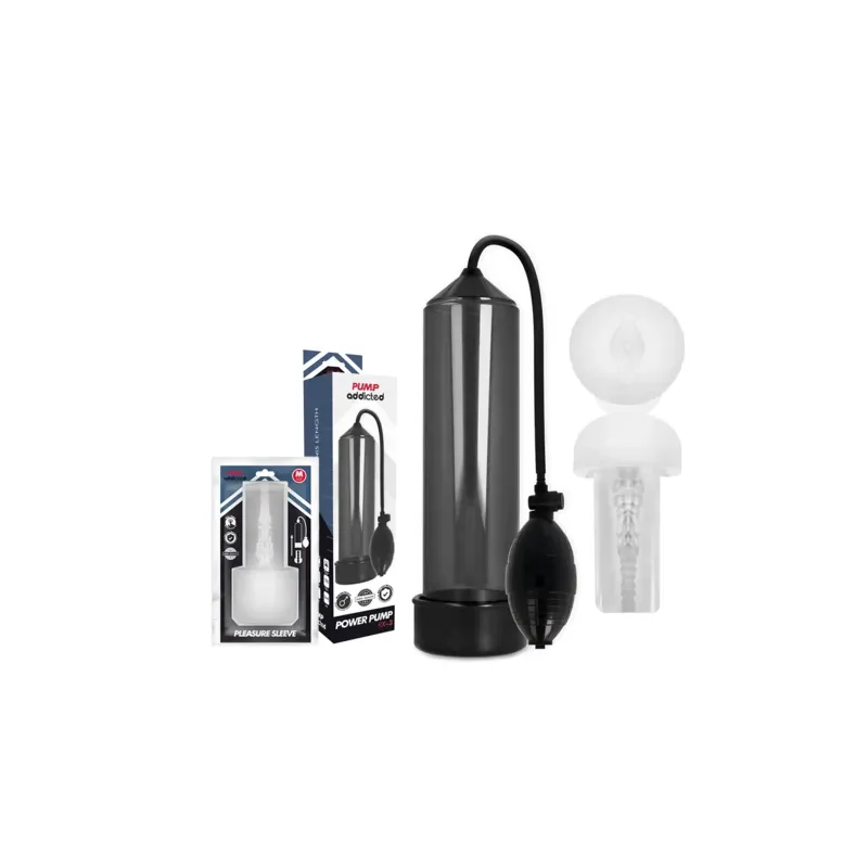 Black penis pump Pump Addicted RX3 with pleasure sleeve size M, insertable length 23 cm, inner diameter 5,5 cm