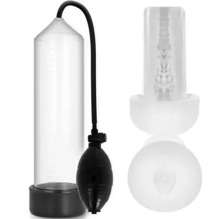 Pompa a vuoto per pene trasparente RX3 con manicotto del piacere, PUMP ADDICTED, dispositivo medico per erezioni.