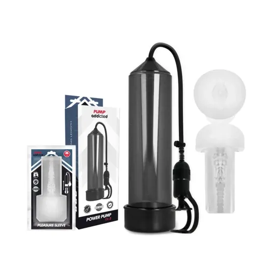 Pompe à pénis Pump Addicted RX5 noire avec masturbateur taille M pour érection