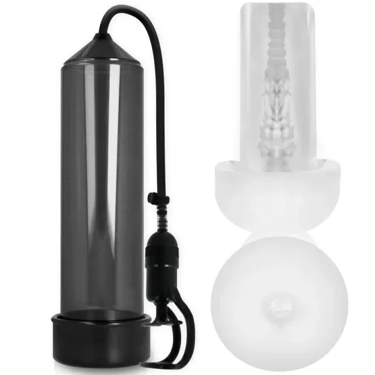 Black Pump Addicted RX5 penis pump with size M masturbator for erection