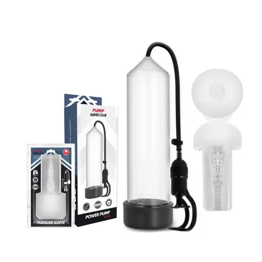 Pompa a vuoto per pene trasparente PUMP ADDICTED RX5 con masturbatore per erezione duratura