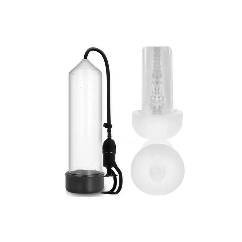 Transparente Penisvakuumpumpe PUMP ADDICTED RX5 mit Masturbator für langanhaltende Erektion