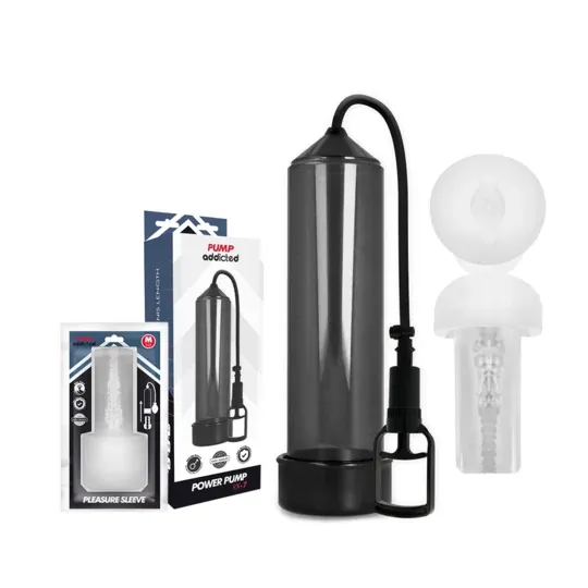 Pompa per pene RX7 nera professionale impermeabile 24 cm con masturbatore Pump Addicted