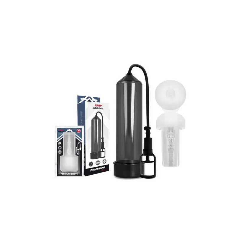 Pompa per pene RX7 nera professionale impermeabile 24 cm con masturbatore Pump Addicted