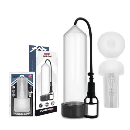 Pompe à pénis transparente Pump Addicted RX7 avec vide intégré pour érection durable et ferme
