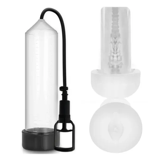 Pompa per pene trasparente Pump Addicted RX7 con sistema a vuoto per erezioni durature