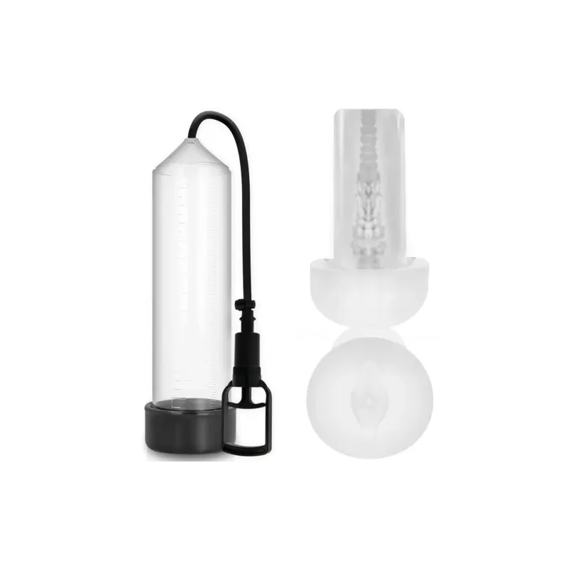 Pompa per pene trasparente Pump Addicted RX7 con sistema a vuoto per erezioni durature
