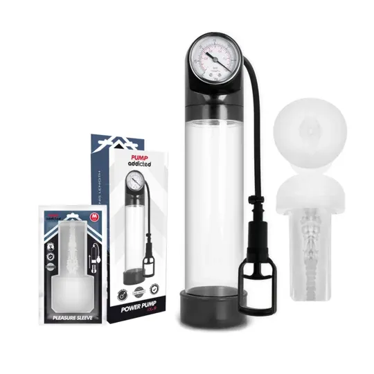 Transparente Penispumpe Pump Addicted mit Masturbator, medizinisches Silikon, 30 cm Länge