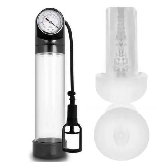 Transparent penis pump Pump Addicted with masturbator, medical silicone, 30 cm length