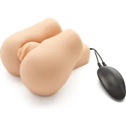 Masturbateur vibrant ACT Nasty Nympho Bouncer double orifice vue d'ensemble en TPR beige