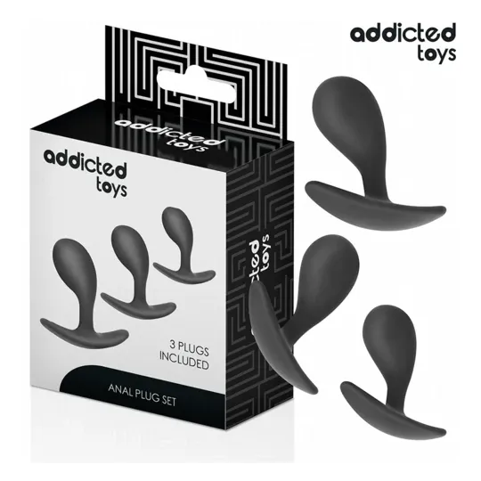 Lote de 3 plugs anales Addicted Toys en silicón médico violeta - tallas progresivas para exploración anal" }, { "id_image": 133,
