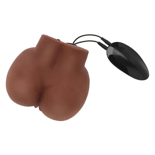 Masturbatore realistico ACT Big Ass doppio orifizio marrone con vibratore integrato, materiale TPR morbido, impermeabile