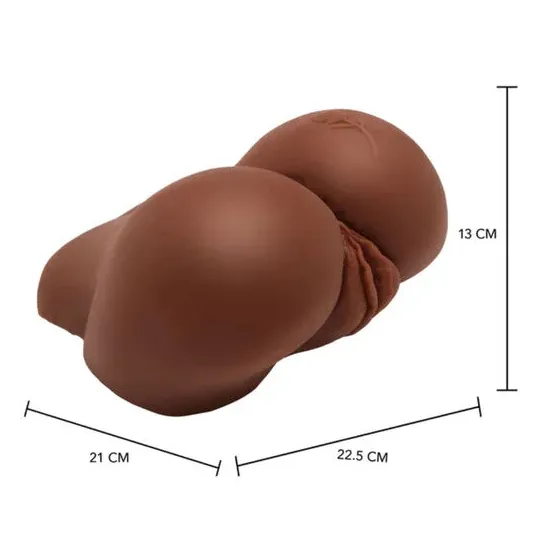 Realistic masturbator ACT Big Ass dual orifice brown with built-in vibrator, soft TPR material, waterproof