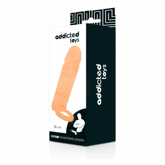 Funda peniana ADDICTED TOYS silicona color piel realista alarga 2,5 cm vista principal" }, { "fr": "Vue latérale manchon ADDICTE