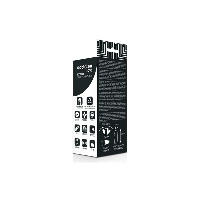 Manicotto penieno Addicted Toys 18 cm colore pelle regolabile allunga 2,5 cm e allarga 33%