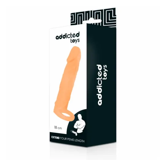 Addicted Toys penis extender sleeve 18 cm flesh color adjustable adds 2.5 cm length and 33% girth