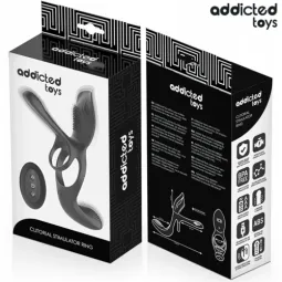Addicted Toys anello doppio pene stimolatore clitorideo viola 10 modalità vista frontale