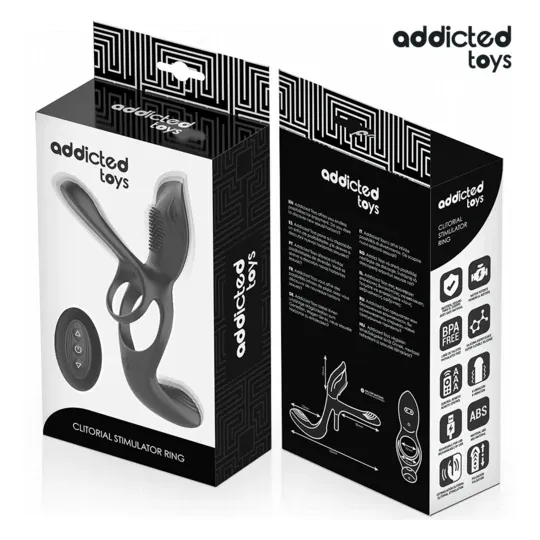 Addicted Toys anneau double pénis stimulateur clitorien violet 10 modes vue face