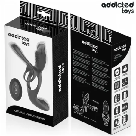 Addicted Toys anneau double pénis stimulateur clitorien violet 10 modes vue face