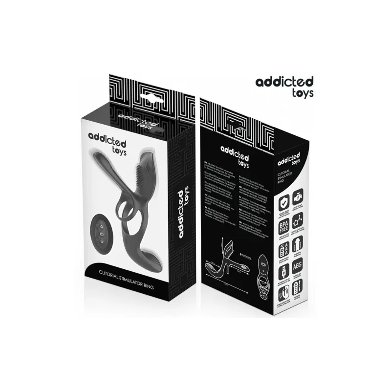 Addicted Toys anello doppio pene stimolatore clitorideo viola 10 modalità vista frontale
