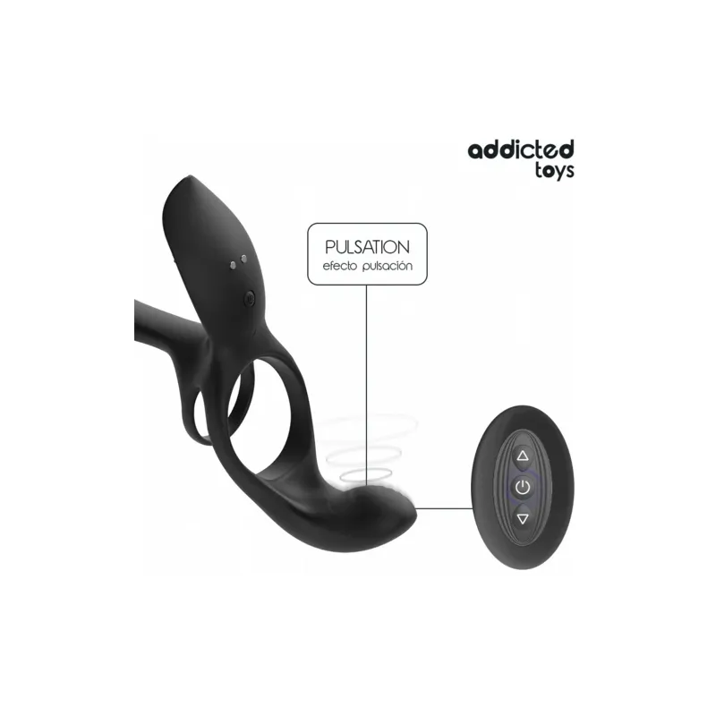 Addicted Toys doppelter Penisring Klitorisstimulator lila 10 Modi Vorderansicht