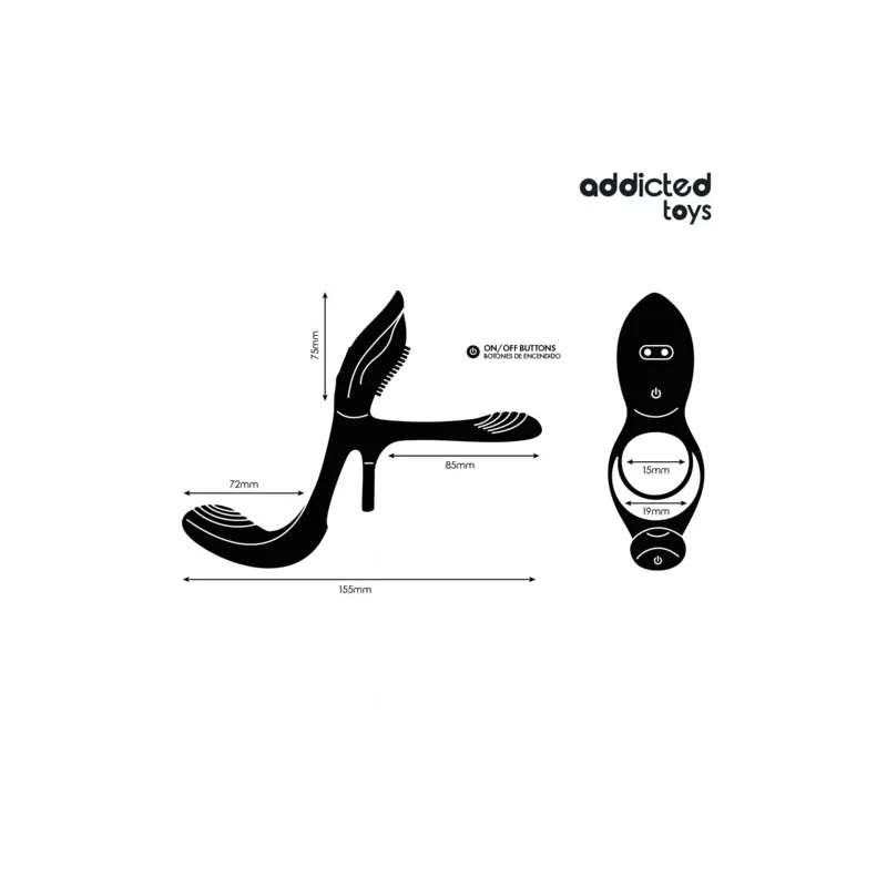 Addicted Toys doppelter Penisring Klitorisstimulator lila 10 Modi Vorderansicht