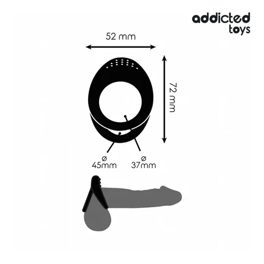 Anneau pénis double texture Addicted Toys - double anneau Ø37 et Ø45 mm vue d'ensemble