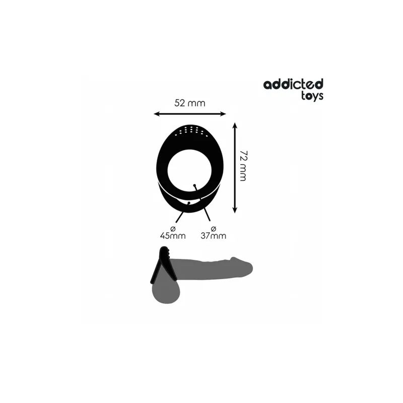 Doppelter Penisring Addicted Toys mit zwei Größen Ø37 und Ø45 mm - Übersicht