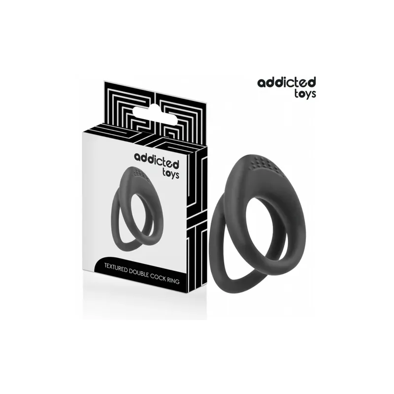 Anneau pénis double texture Addicted Toys - double anneau Ø37 et Ø45 mm vue d'ensemble