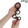 Anello penieno nero in silicone Addicted Toys con separatore testicoli, 4 taglie S a XL