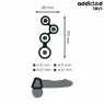 Black silicone penis ring by Addicted Toys with ball separator, 4 sizes S to XL