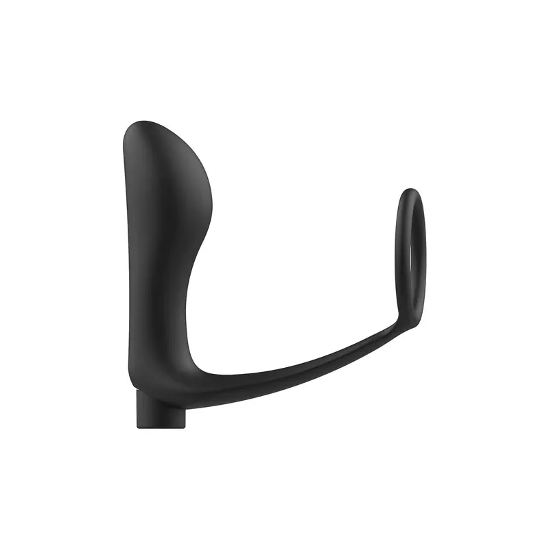 Wiederaufladbarer Penisring und Analplug von Addicted Toys in Schwarz, mit Fernbedienung für Doppelstimulation.