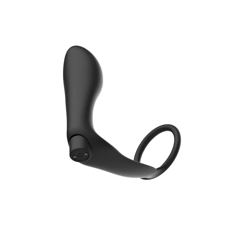 Wiederaufladbarer Penisring und Analplug von Addicted Toys in Schwarz, mit Fernbedienung für Doppelstimulation.
