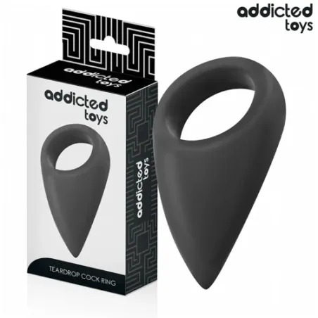 Anello penieno ADDICTED TOYS in silicone a forma di lacrima nero per erezione duratura e comfort