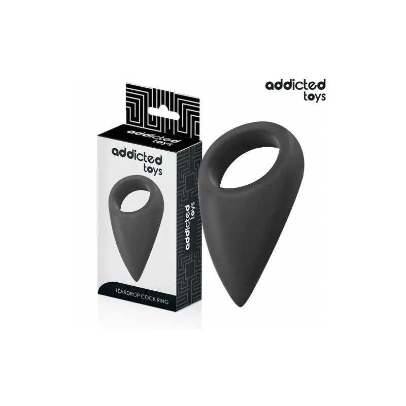 ADDICTED TOYS teardrop shaped penis ring black silicone for firm lasting erection and comfort