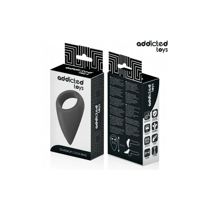 Anneau pénien ADDICTED TOYS en silicone forme larme noire - érection durable et confort optimal