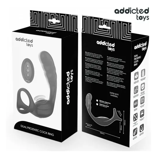 Addicted Toys dual vibrating prostate and penis ring in black silicone