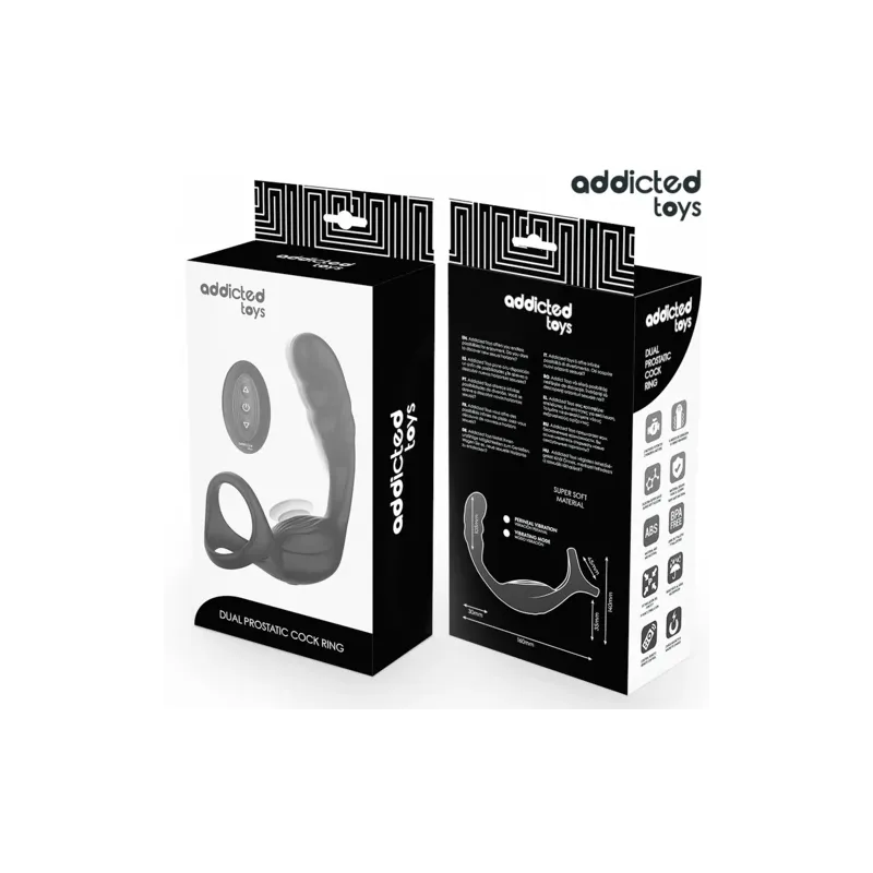 Anello vibrante doppio Addicted Toys per prostata e pene in silicone nero